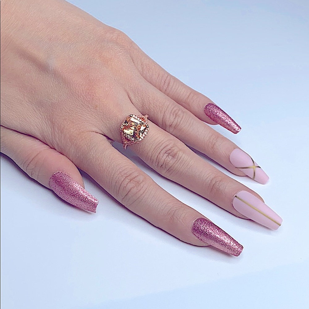 Rose Gold Cushion Morganite Diamond - Picture 8 of 11